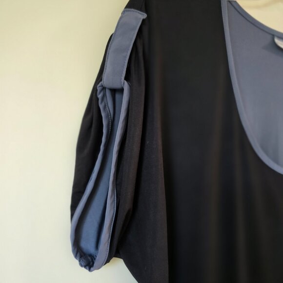 Dotti Black SS Mini Dress Scoop Neck Grey Trim Med/Lge? - Picture 11 of 16